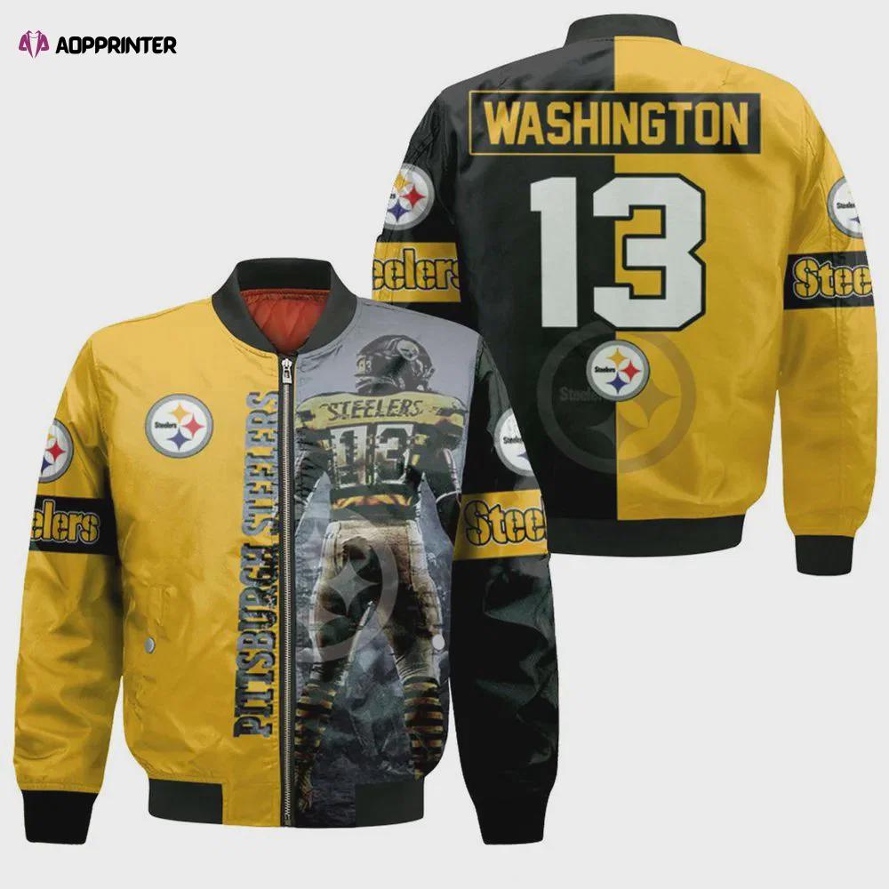 James washington pittsburgh steelers player pattern bomber jacket – yellow Bomber Jacket