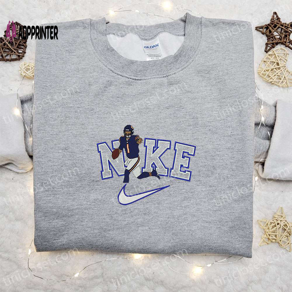 Justin fields x nike embroidered shirt & hoodie: nfl sports celebrity apparel Embroidered Shirt