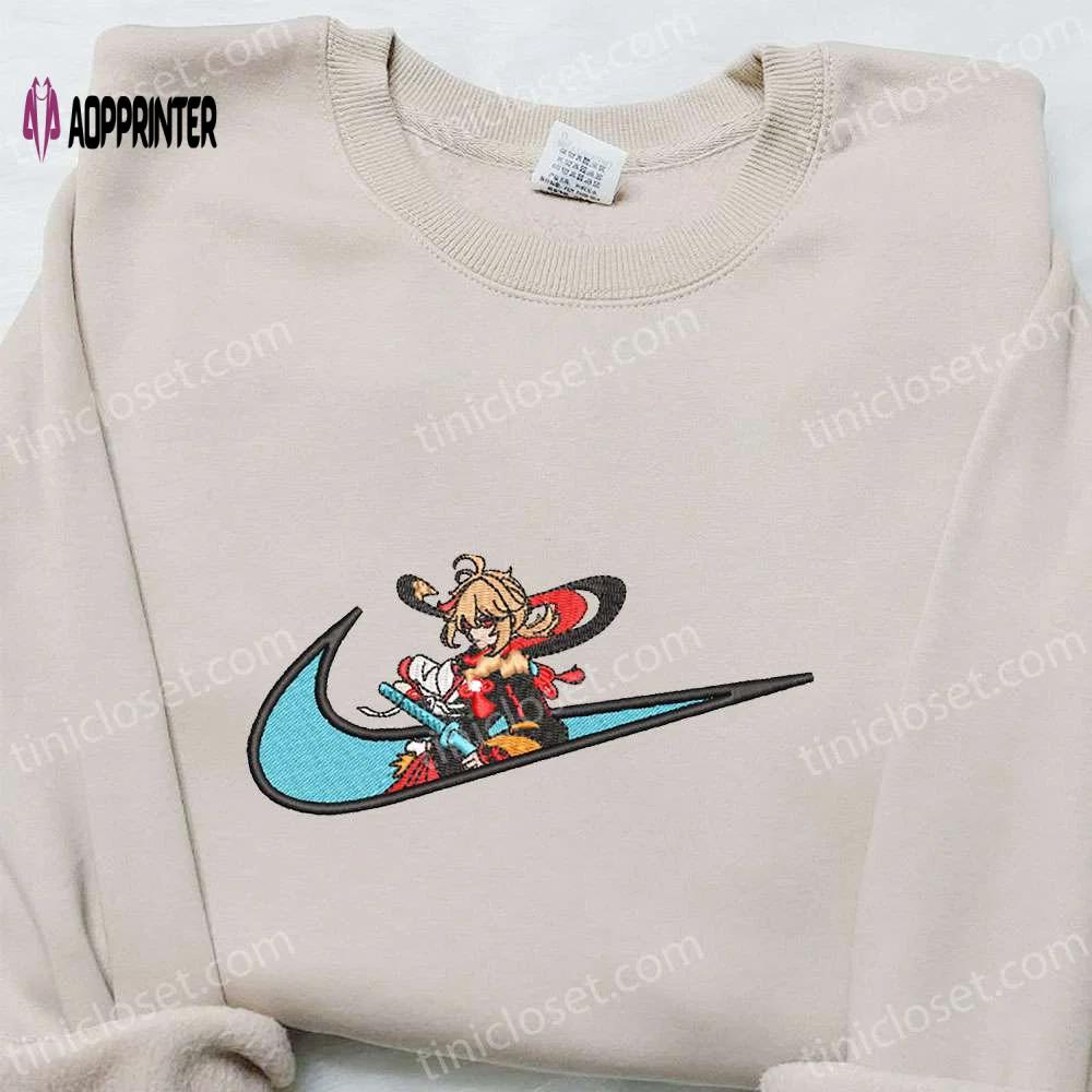 Kaedehara kazuha x nike swoosh embroidered shirt – genshin impact inspired nike shirt Embroidered Shirt