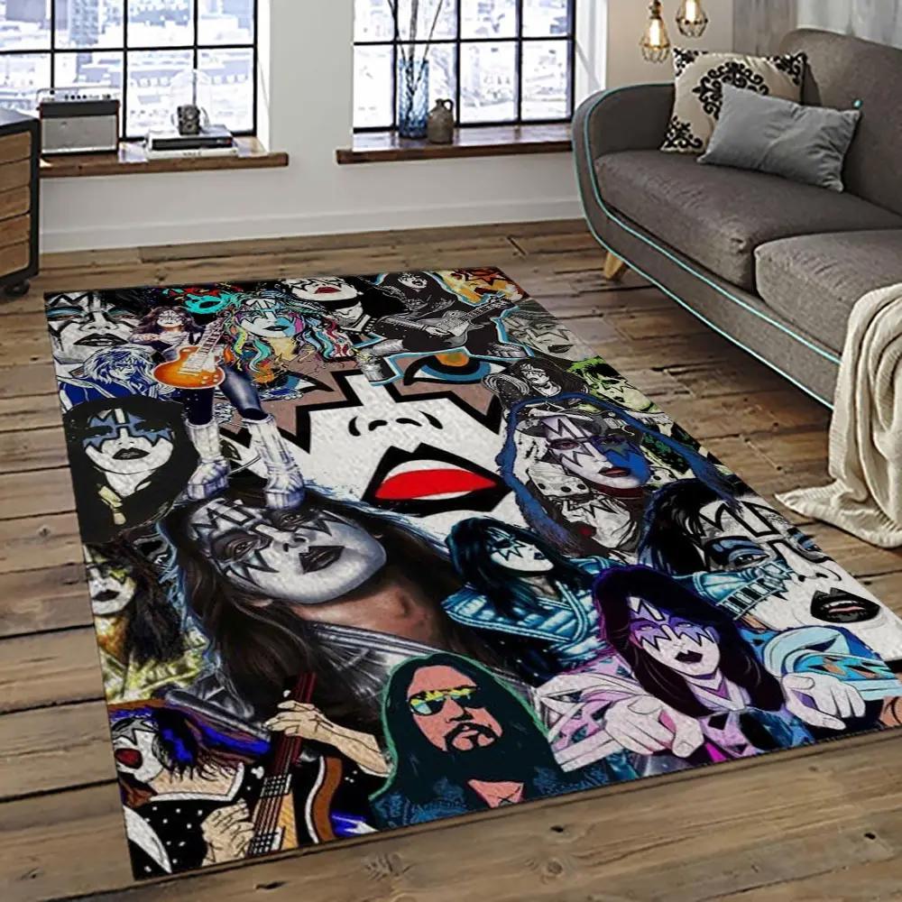 Kiss rock band music retangle carpet area rug home decor best gift for fan and friends as13 Rectangle Rug