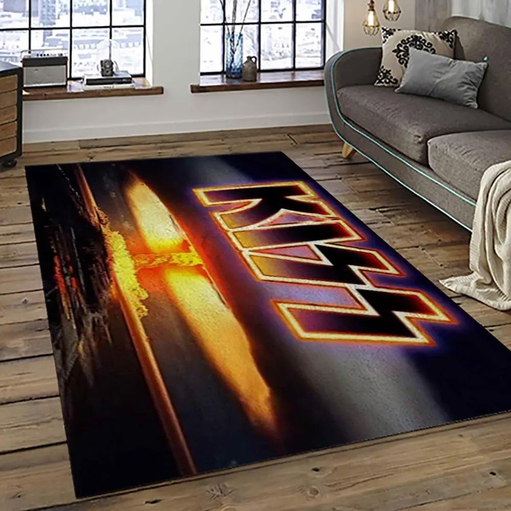 Kiss rock band music retangle carpet area rug home decor best gift for fan and friends as48 Rectangle Rug