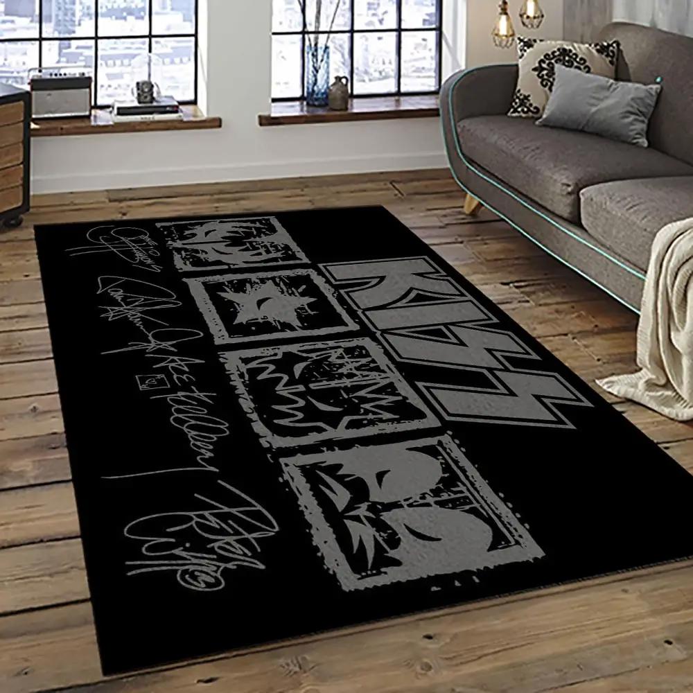 Kiss rock band music retangle carpet area rug home decor best gift for fan and friends as70 Rectangle Rug