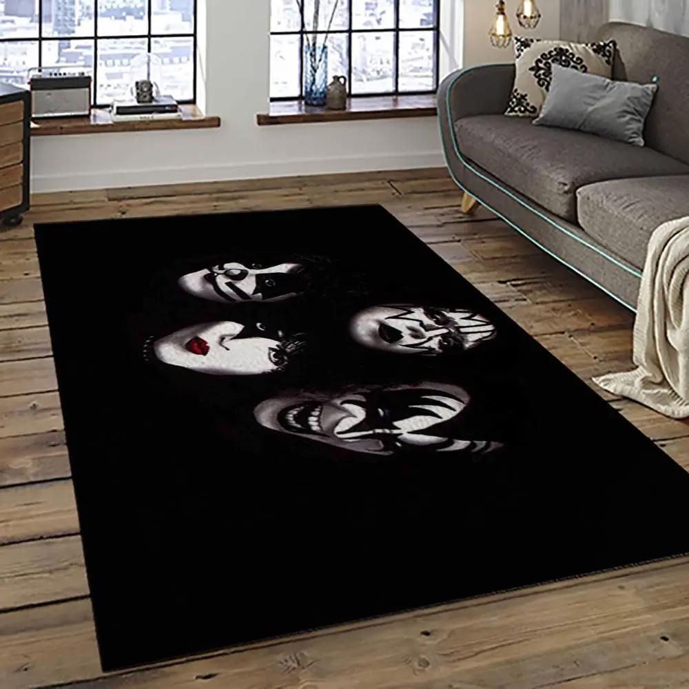 Kiss rock band music retangle carpet area rug home decor best gift for fan and friends as82 Rectangle Rug