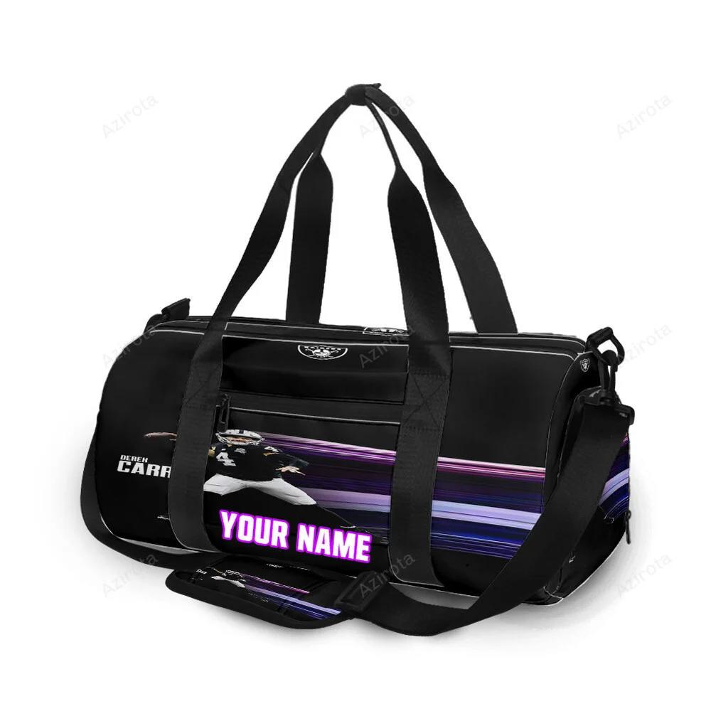 Las vegas raiders derek carr 4 v2 personalized name travel bag gym bag 2063 Travel Bag