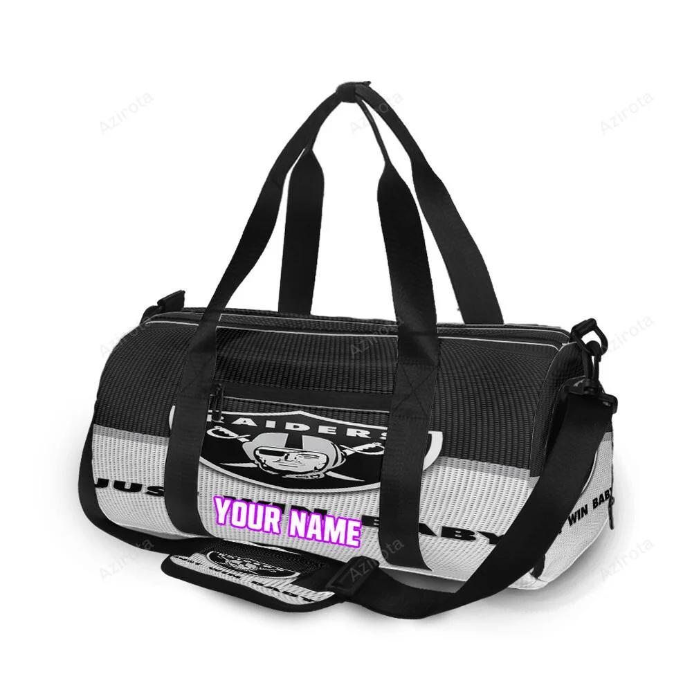 Las vegas raiders just win baby personalized name travel bag gym bag 317 Travel Bag