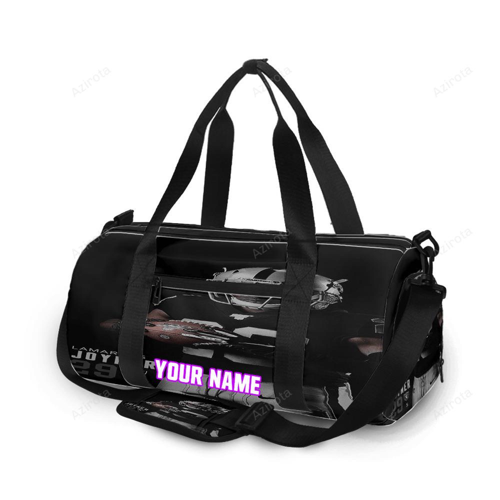 Las vegas raiders lamarcus joyner 29 personalized name travel bag gym bag 451 Travel Bag