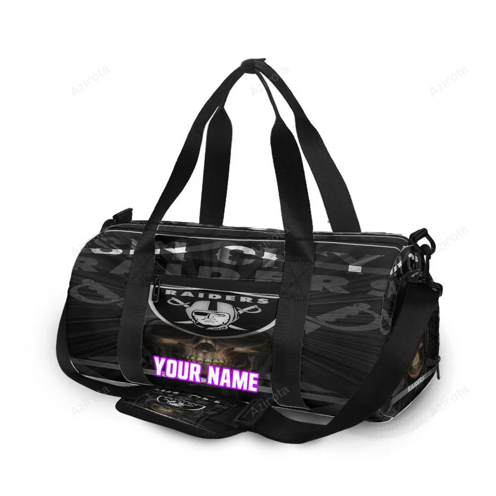 Las vegas raiders sin city skull personalized name travel bag gym bag 1163 Travel Bag