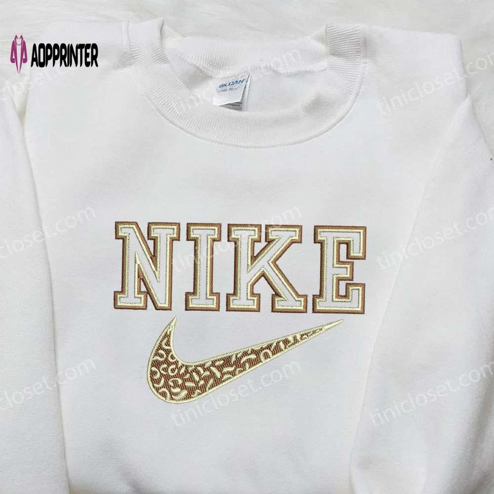 Leopard x nike embroidered sweatshirt – best family birthday gift nike inspired shirt Embroidered Shirt