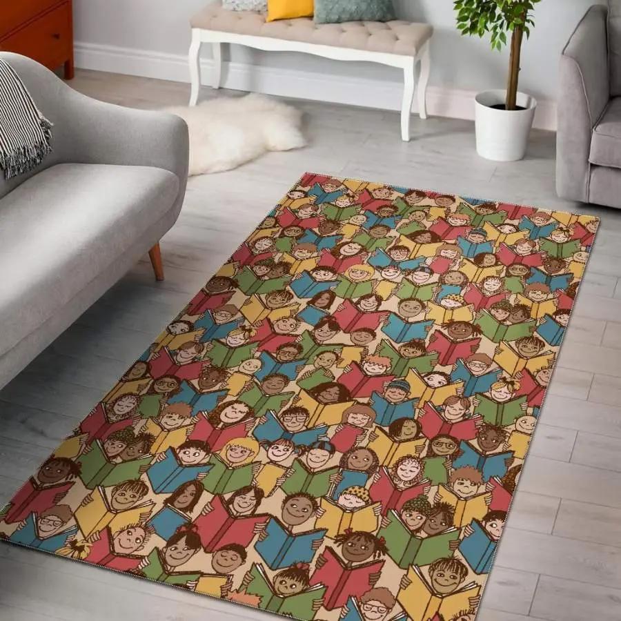 Librarian library book lover pattern print area rug living room rug home decor Rectangle Rug