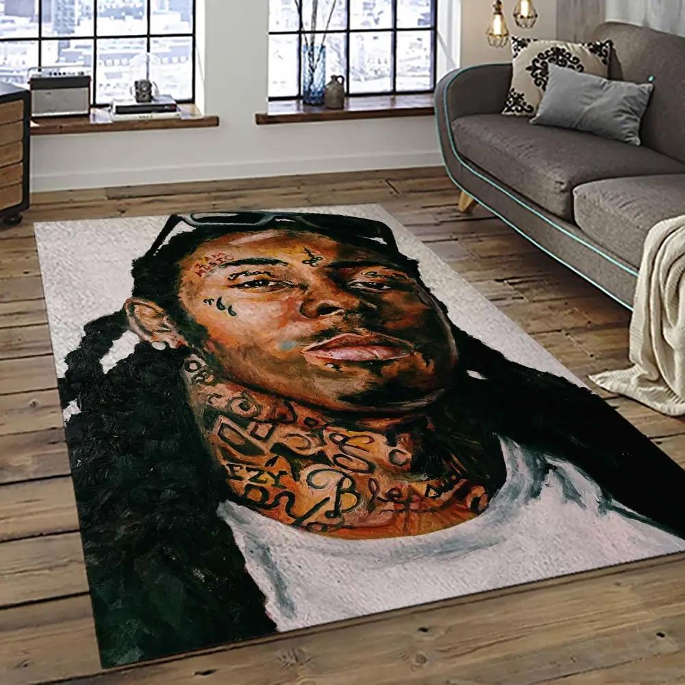 Lil wayne rapper hiphop music rap carpet area rug home decor gift for fans gift for friends lil25 Rectangle Rug