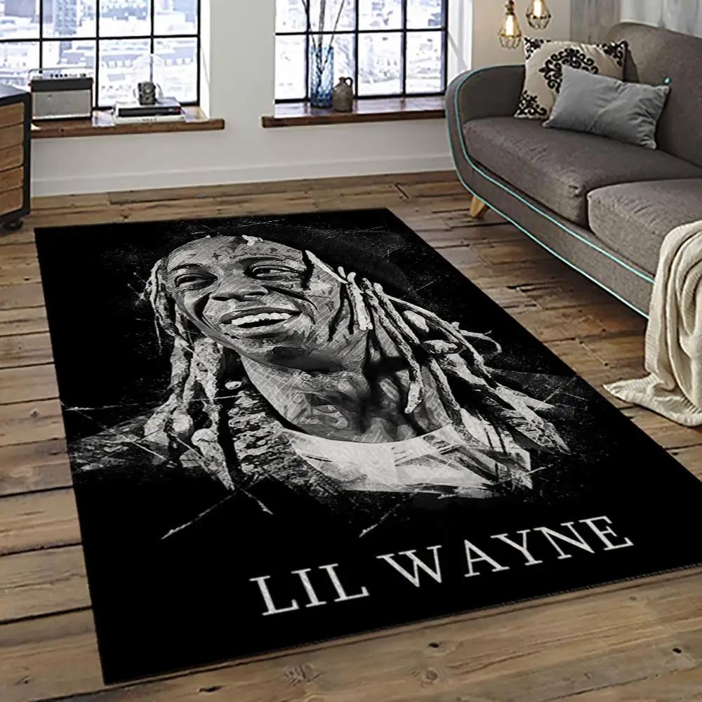 Lil wayne rapper hiphop music rap carpet area rug home decor gift for fans gift for friends lil28 Rectangle Rug