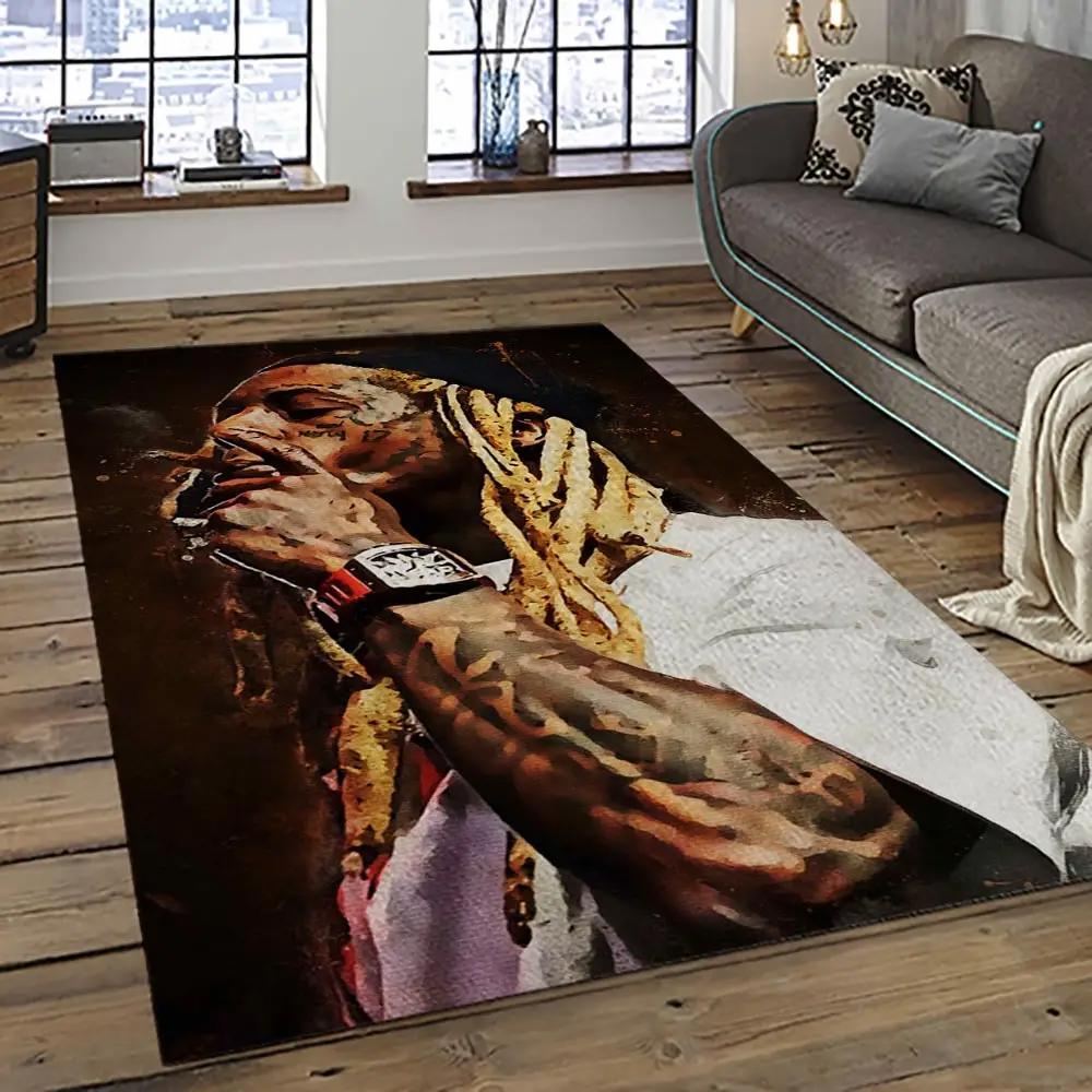 Lil wayne rapper hiphop music rap carpet area rug home decor gift for fans gift for friends lil34 Rectangle Rug