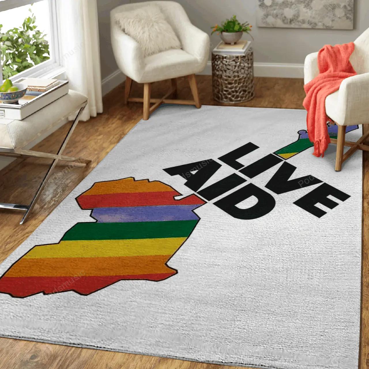 Live aid classic white music art for fans area rug living room carpet rug regtangle carpet floor decor home decor Rectangle Rug