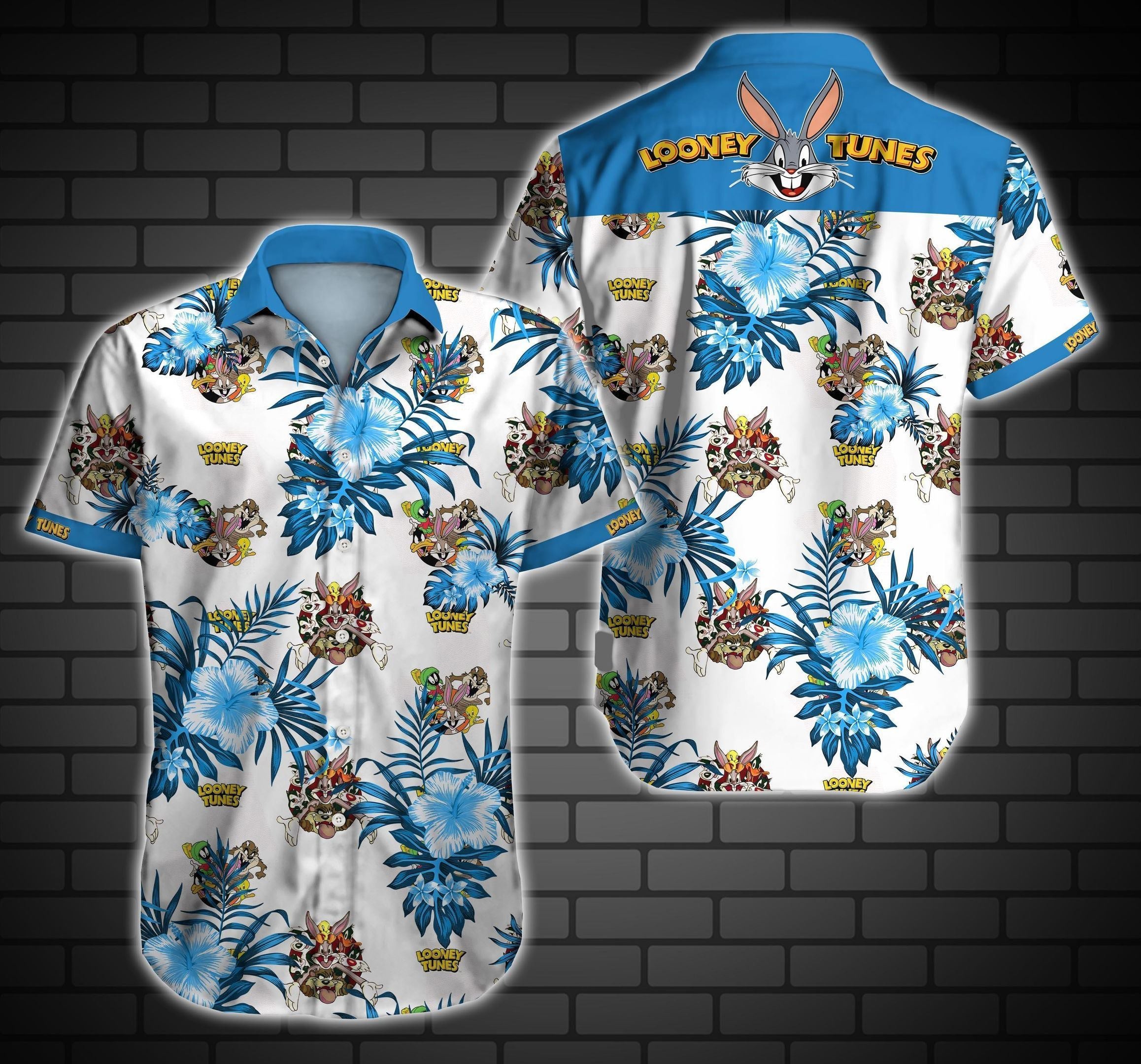 Looney tunes custom button up hawaiian shirt Hawaii Shirt Shorts & Flip Flops