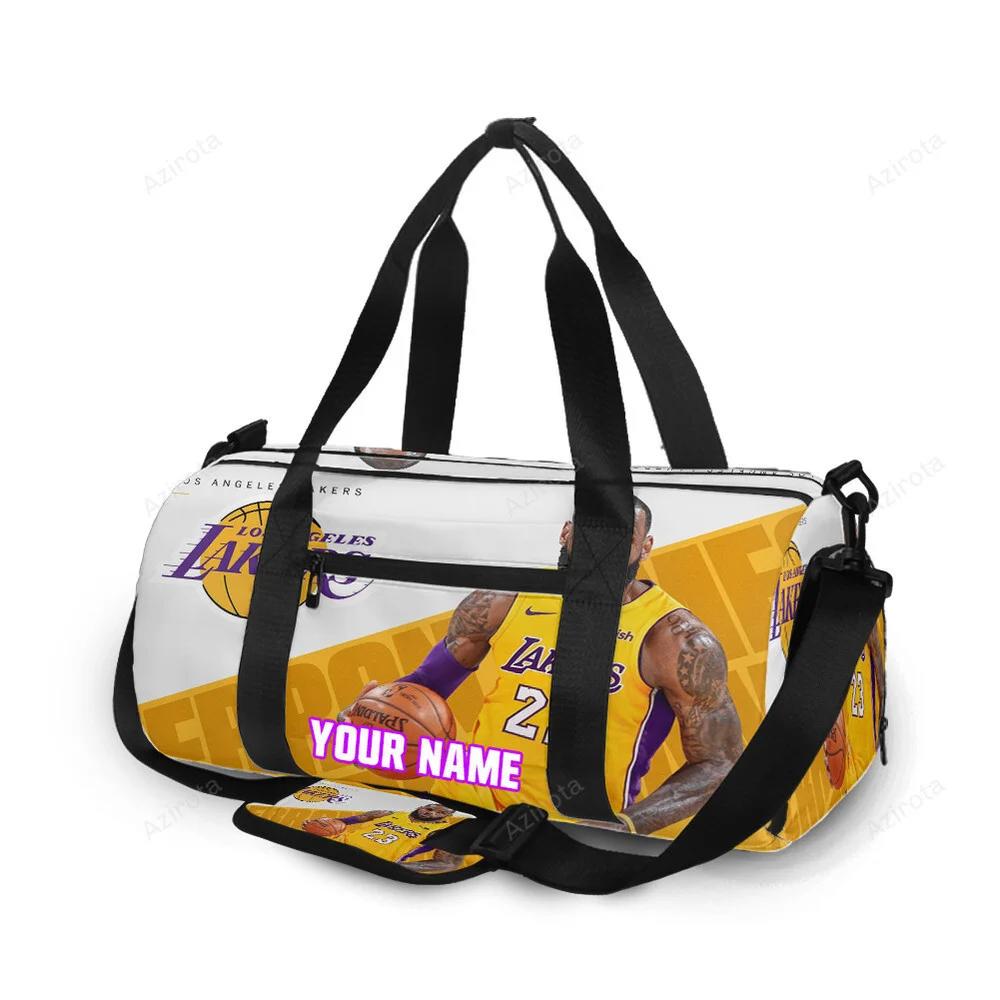 Los angeles lakers 23 lebron james v46 personalized name travel bag gym bag 1798 Travel Bag