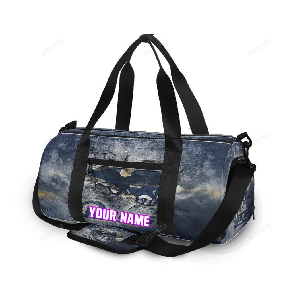 Los angeles rams crack navy wall personalized name travel bag gym bag 676 Travel Bag
