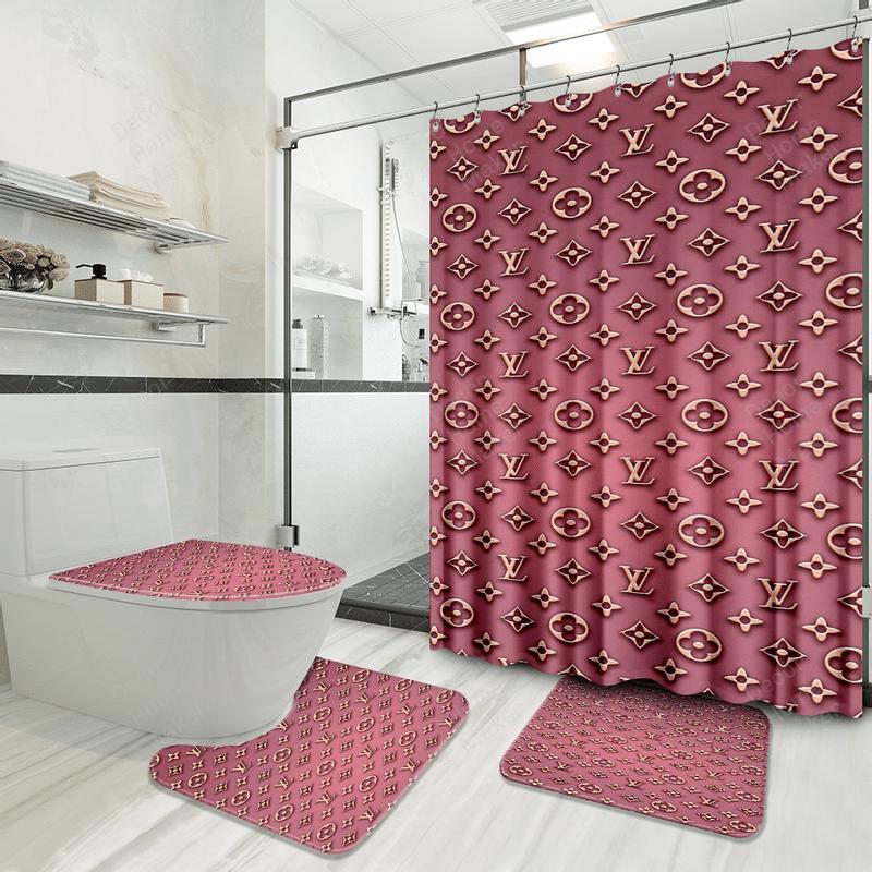 Louis vuitton bathroom set luxury shower curtain waterproof luxury brand hot 2023 40 Bathroom Accessory Sets