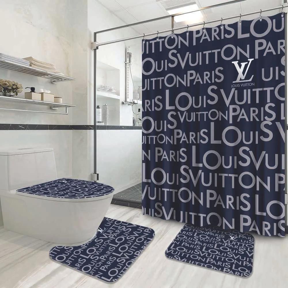 Louis vuitton bathroom set luxury shower curtain waterproof luxury brand with logo louis vuitton 12 274 Bathroom Set