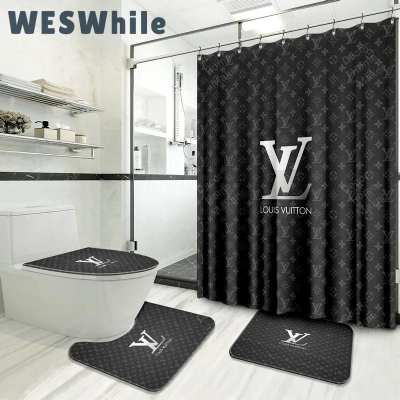 Louis vuitton bathroom set luxury shower curtain waterproof luxury brand with logo louis vuitton 30 293 Bathroom Set