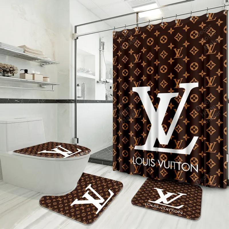 Louis vuitton bathroom set luxury shower curtain waterproof luxury brand with logo louis vuitton 34 296 Bathroom Set