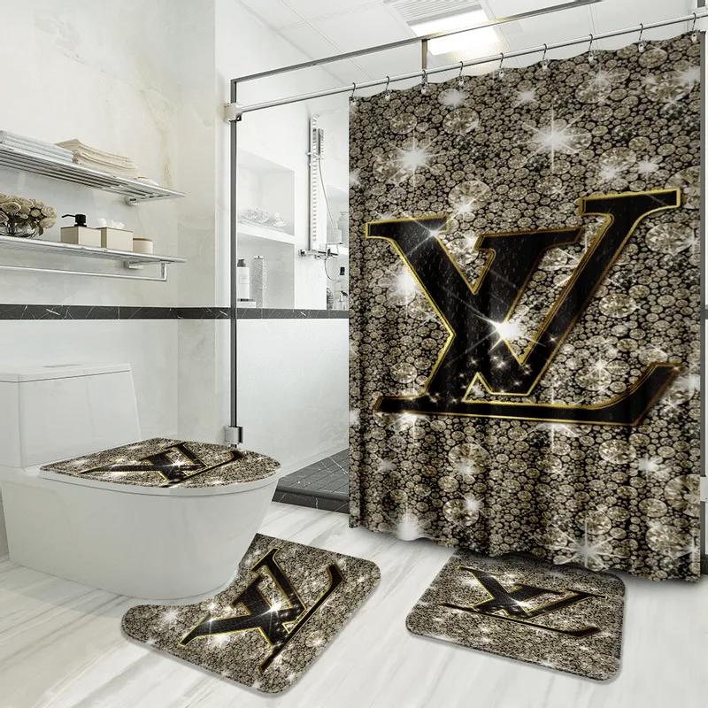 Louis vuitton bathroom set luxury shower curtain waterproof luxury brand with logo louis vuitton 50 311 Bathroom Set