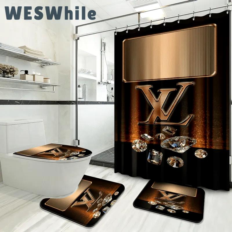 Louis vuitton bathroom set luxury shower curtain waterproof luxury brand with logo louis vuitton 63 324 Bathroom Set