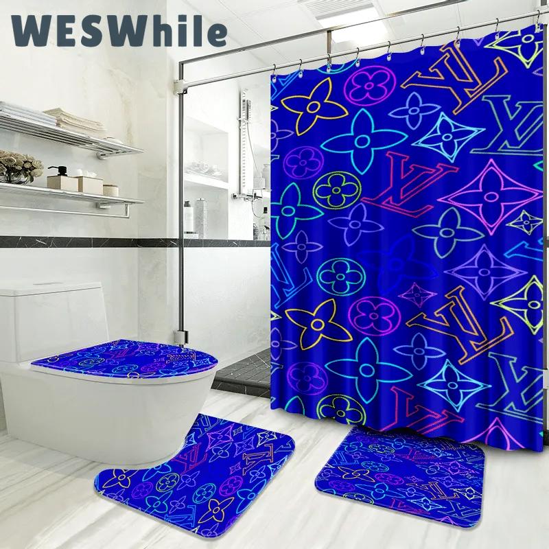 Louis vuitton bathroom set luxury shower curtain waterproof luxury brand with logo louis vuitton 83 341 Bathroom Set