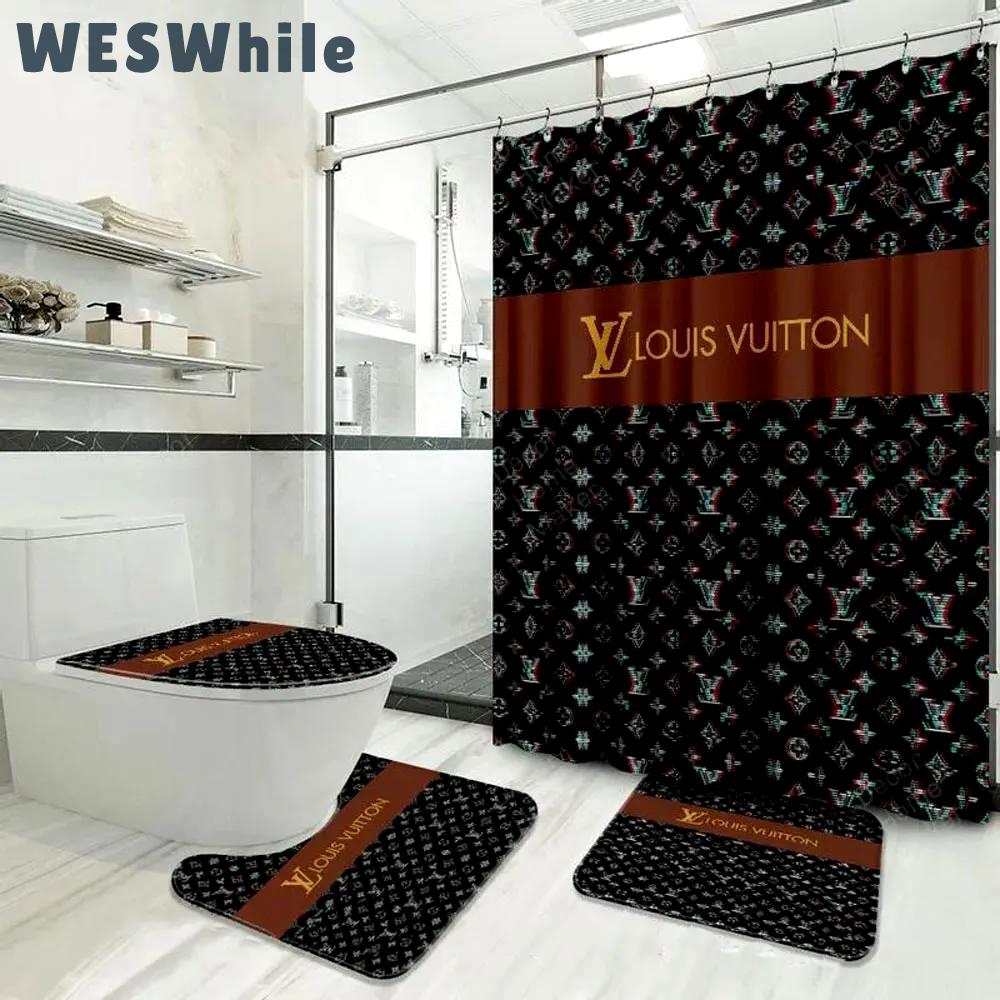Louis vuitton black monogram luxury fashion brand home decor hypebeast bathroom sets bath mat Bathroom Set