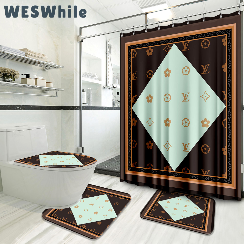 Louis vuitton brown hypebeast home decor luxury fashion brand bath mat bathroom sets Bathroom Set