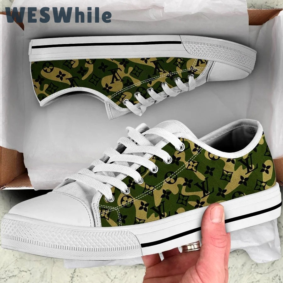 Louis vuitton camo low top canvas shoes sneakers hot best lv for men women 99 lwcs Low Top Canvas Shoes