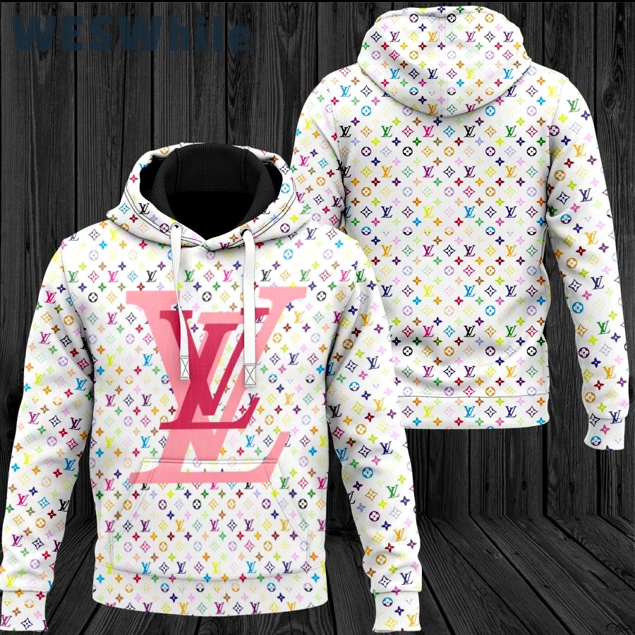 Louis vuitton colorful luxury unisex hoodie luxury brand outfit for men women Hoodie 3D
