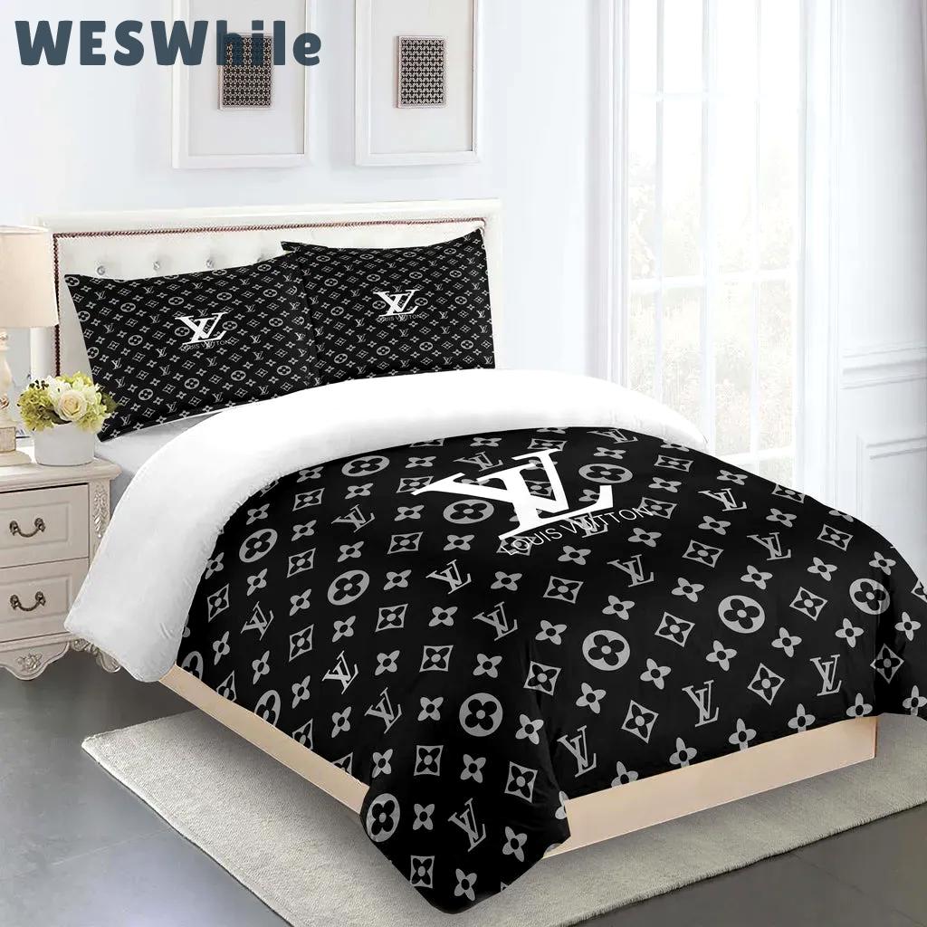 Louis vuitton fashion logo limited luxury brand bedding sets, bedroom decor , thanksgiving decorations for home 02 best luxury bed sets gift thankgivings and christmas Bedding Sets