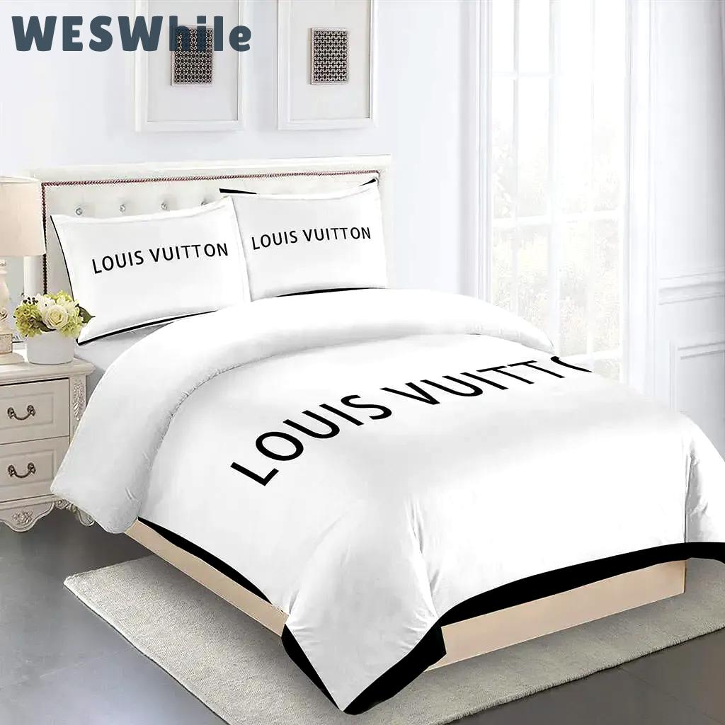 Louis vuitton fashion logo limited luxury brand bedding sets, bedroom decor , thanksgiving decorations for home 16 best luxury bed sets gift thankgivings and christmas Bedding Sets