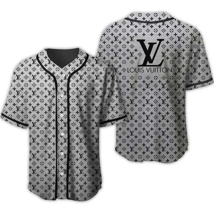 Louis vuitton grey baseball jersey shirt lv luxury clothing clothes sport for men women hot 2023 Baseball Jersey Shirt