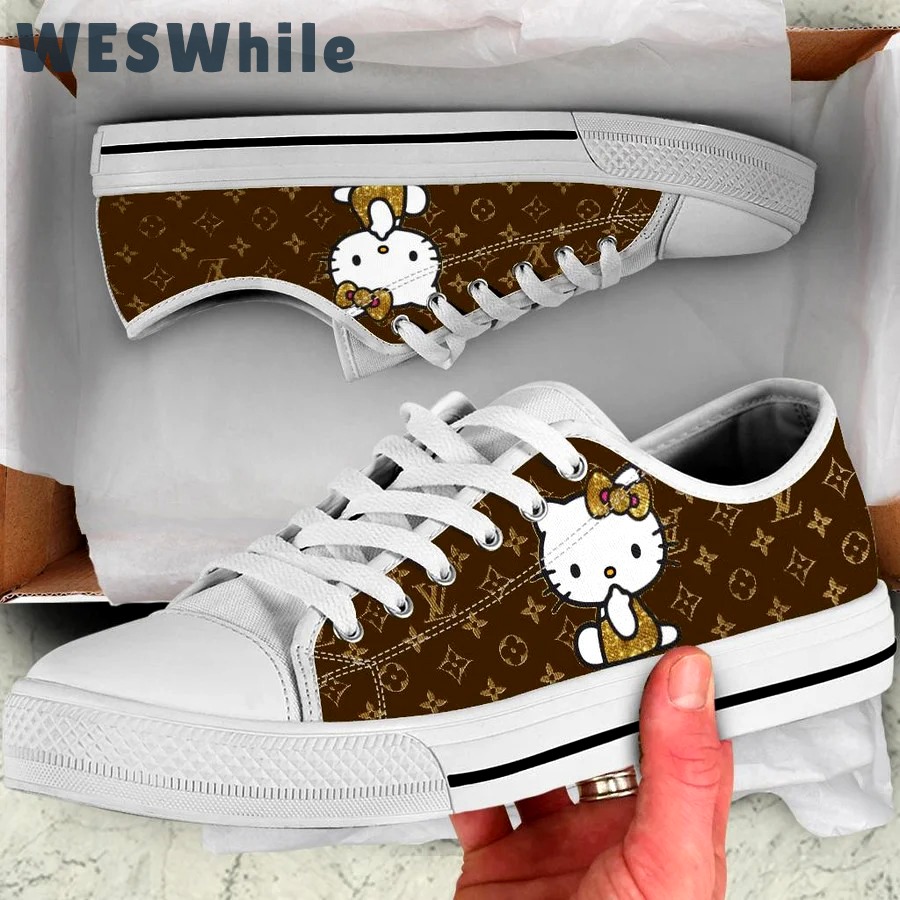 Louis vuitton hello kitty low top canvas shoes sneakers hot best lv for men women 66 lwcs Low Top Canvas Shoes