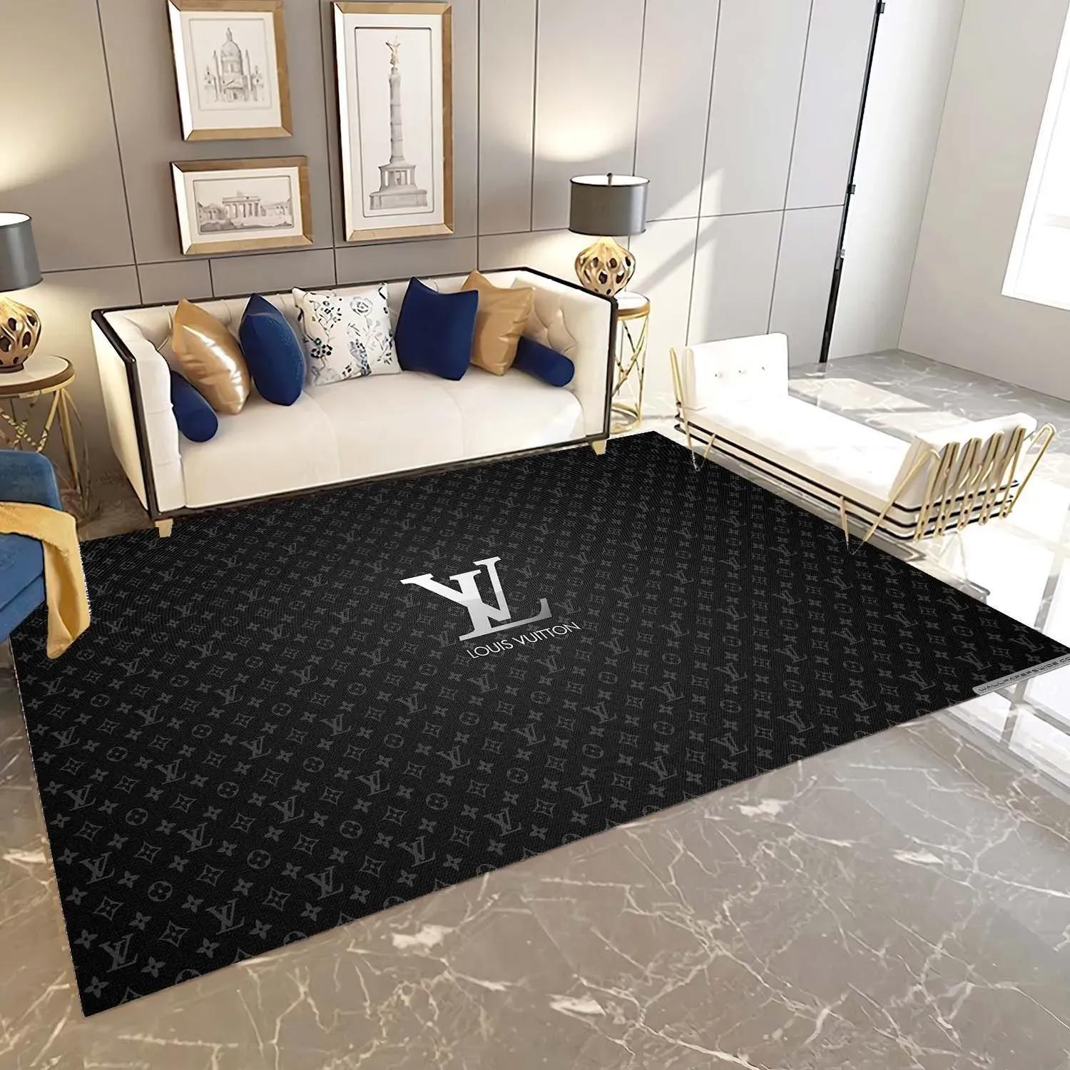 Louis vuitton limited logo type 1125. Upgrade Your Living Room with Luxury Home Decor: Area Carpets, Floor Decor, Door Mats, and Hot Gift Items with style a High-End Fashion Brand Rectangle Rug