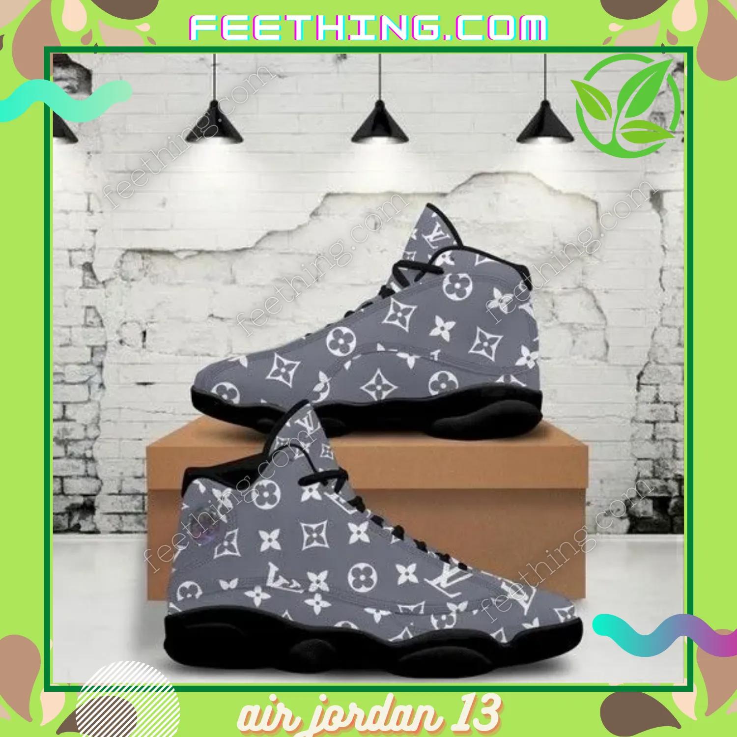 Louis vuitton luxury with smoke gray x lv louis vuitton logo Air Jordan 13 Sneakers For Fans Full Size Shoes Gifts For Men Women