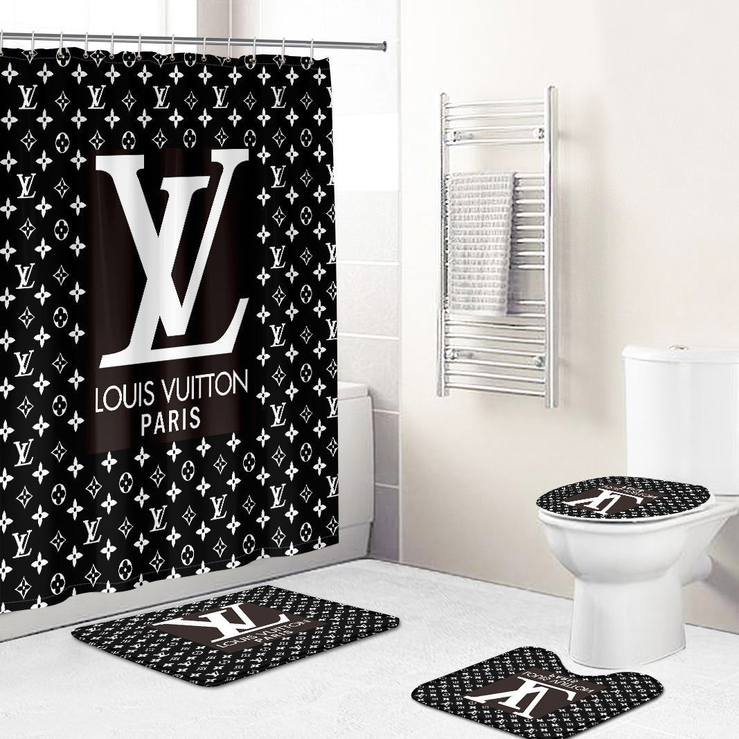 Louis vuitton lv black bathroom sets bath mat luxury fashion brand hypebeast home decor Bathroom Set