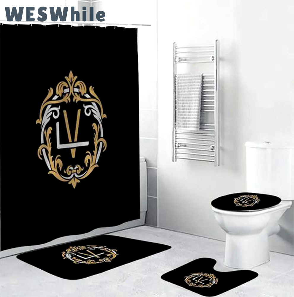 Louis vuitton lv black luxury fashion brand bath mat home decor hypebeast bathroom sets Bathroom Set