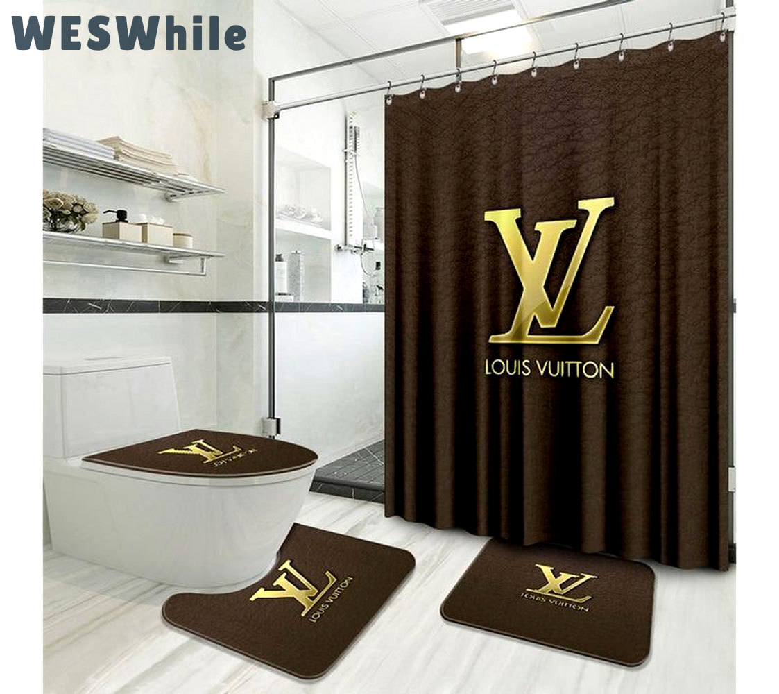 Louis vuitton lv brown bath mat bathroom sets home decor luxury fashion brand hypebeast Bathroom Set