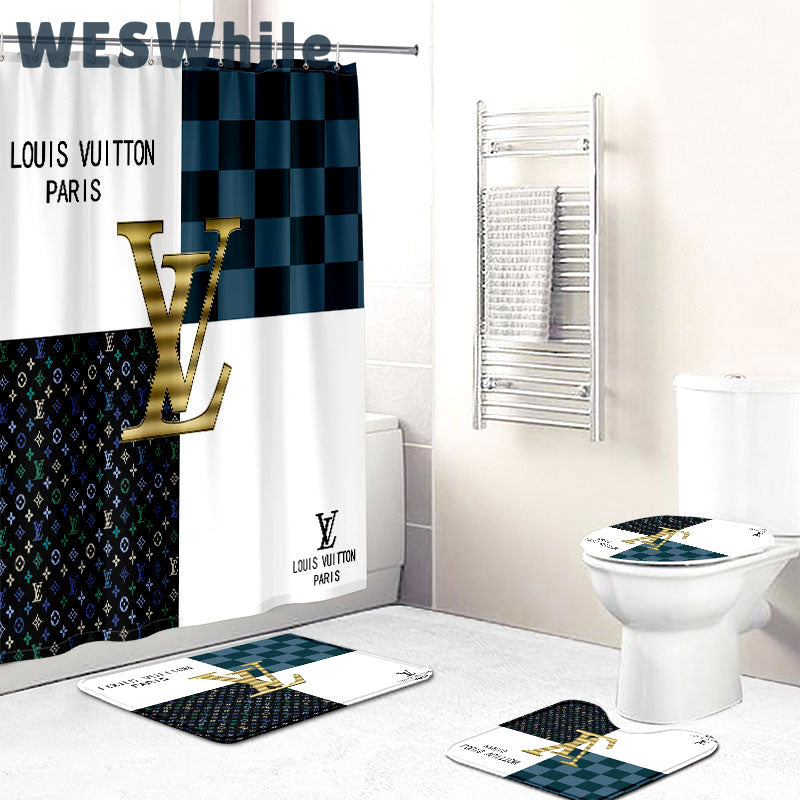 Louis vuitton lv golden bathroom sets home decor bath mat hypebeast luxury fashion brand Bathroom Set