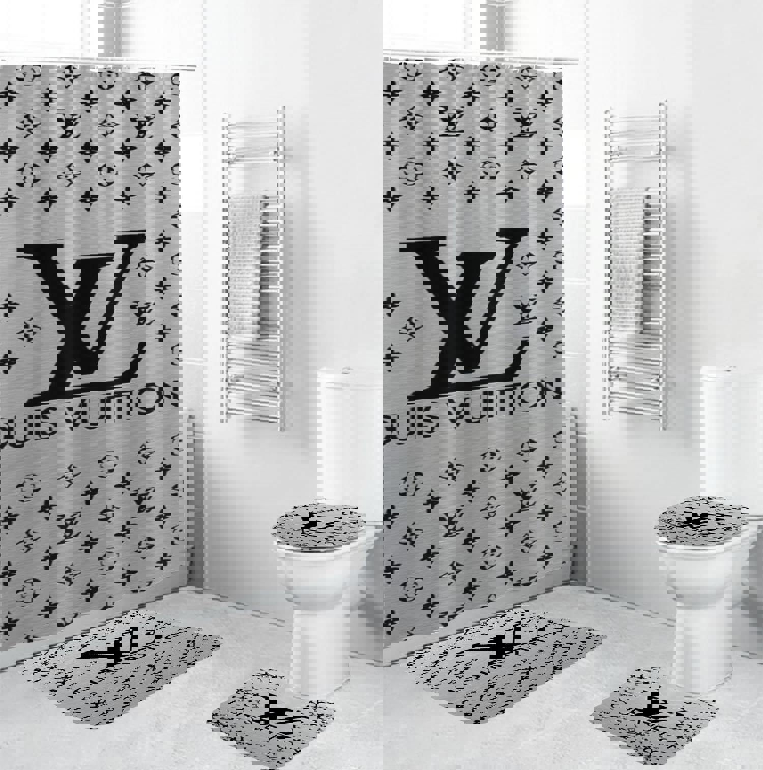 Louis vuitton lv grey bathroom sets home decor luxury fashion brand hypebeast bath mat Bathroom Set
