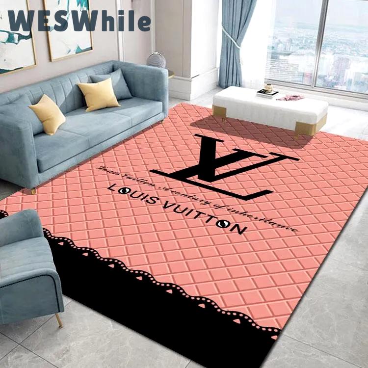 Louis vuitton lv logo type 389. Upgrade Your Living Room with Luxury Home Decor: Area Carpets, Floor Decor, Door Mats, and Hot Gift Items with style a High-End Fashion Brand Rectangle Rug