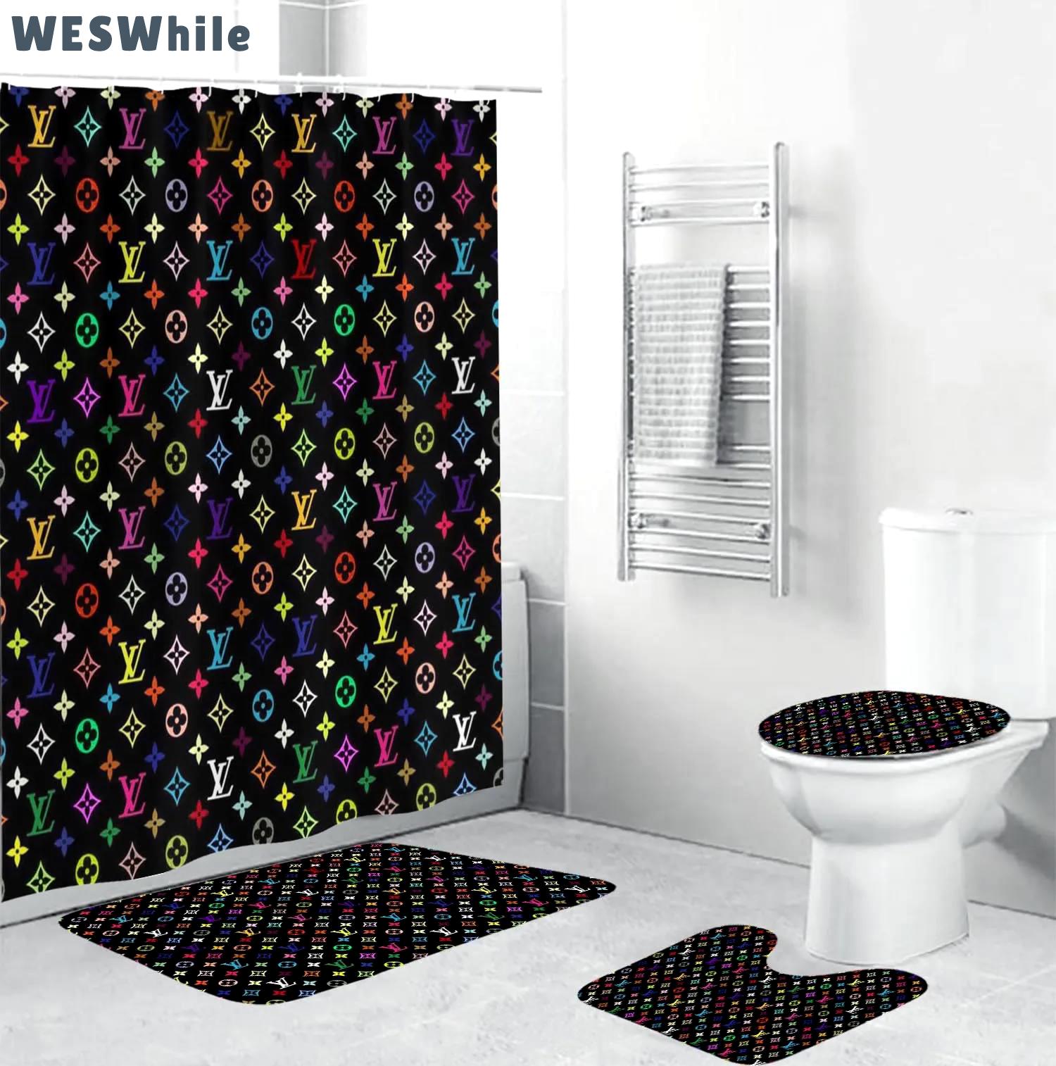 Louis vuitton lv louis vuitton colorful monogram home decor bath mat bathroom sets hypebeast luxury fashion brand Bathroom Set