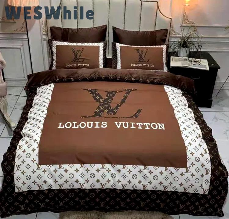 Louis vuitton new hot logo luxury brand high-end bedding sets, bedroom decor , thanksgiving decorations for home best luxury bed sets gift thankgivings and christmas Bedding Sets