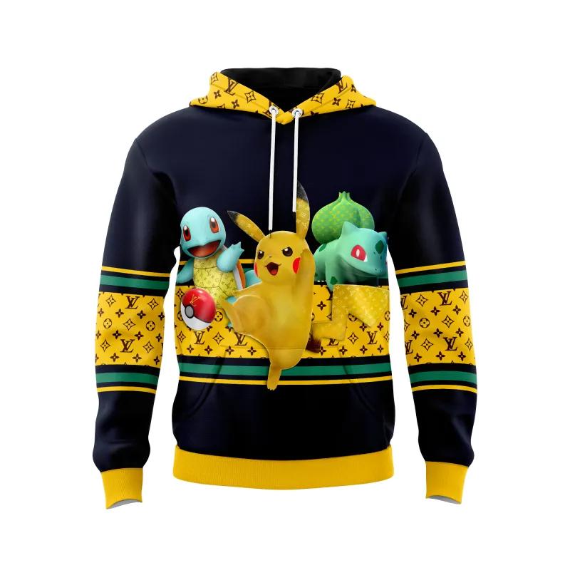 Louis vuitton pokemon yellow unisex hoodie outfit for men women luxury brand clothing special gift Hoodie 3D