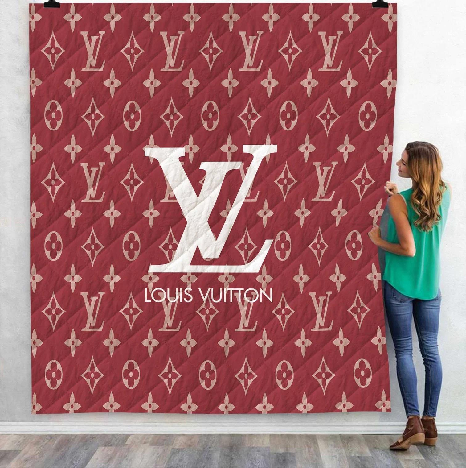 Louis vuitton red fashion luxury brand premium blanket fleece home decor 152 Blanket Fleece