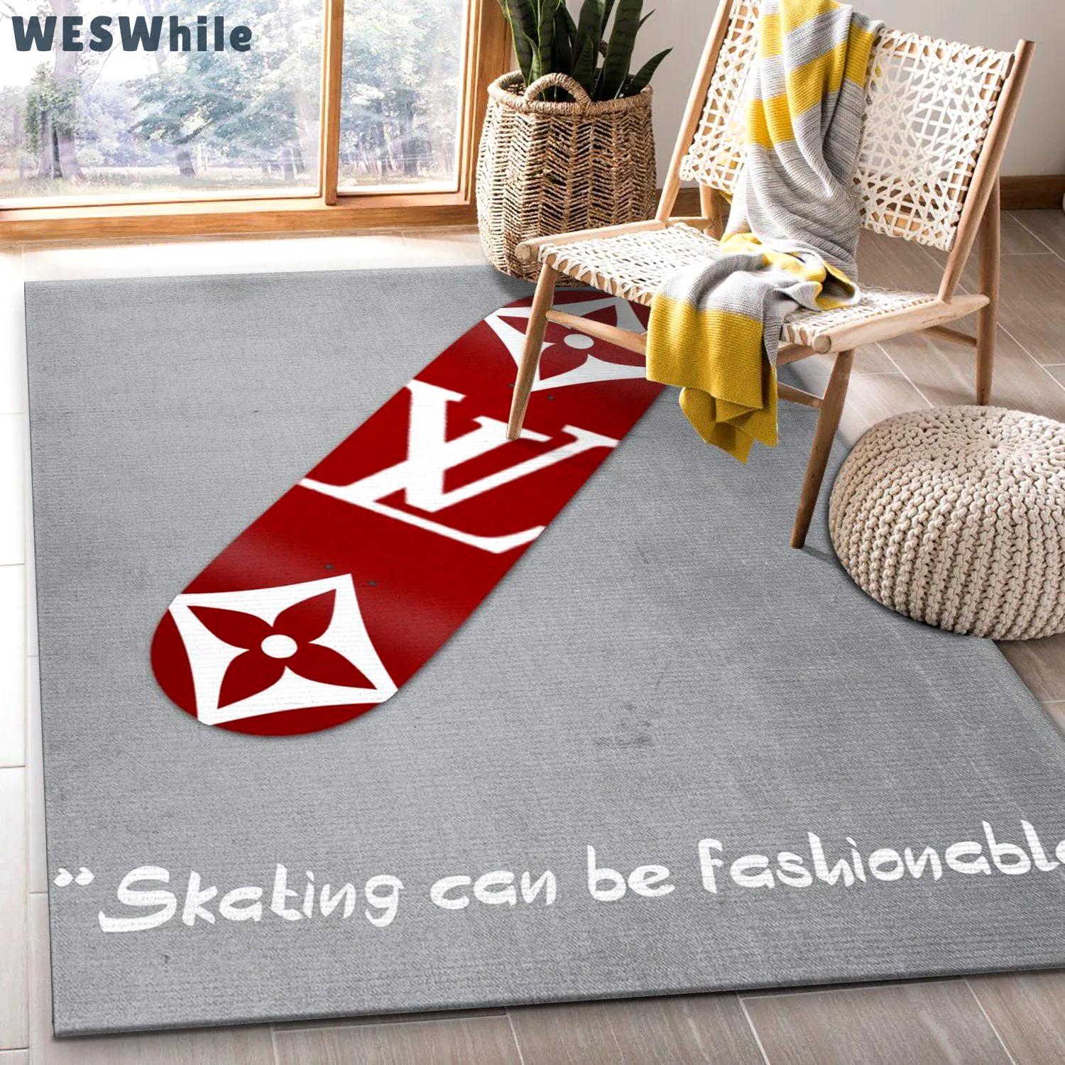 Louis vuitton skateboard logo type 154. Upgrade Your Living Room with Luxury Home Decor: Area Carpets, Floor Decor, Door Mats, and Hot Gift Items with style a High-End Fashion Brand Rectangle Rug