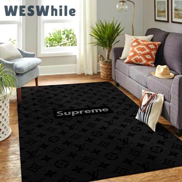 Louis vuitton supreme limited logo type 1082. Upgrade Your Living Room with Luxury Home Decor: Area Carpets, Floor Decor, Door Mats, and Hot Gift Items with style a High-End Fashion Brand Rectangle Rug
