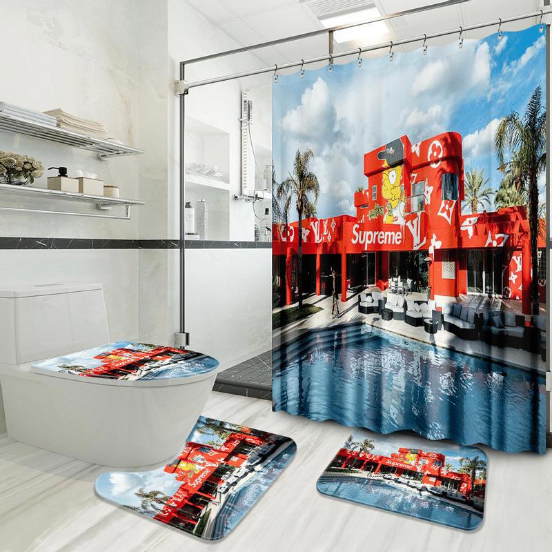 Louis vuitton supreme pool party home decor luxury fashion brand hypebeast bath mat bathroom sets Bathroom Set
